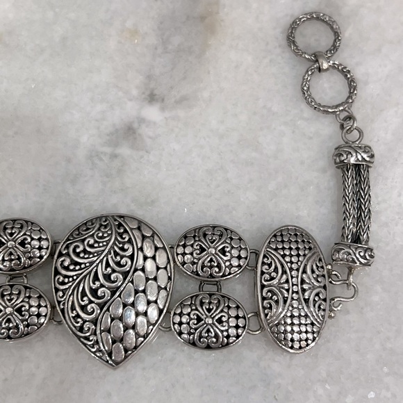 Sterling Silver Engraved Toggle Clasp Bracelet - Picture 8 of 13